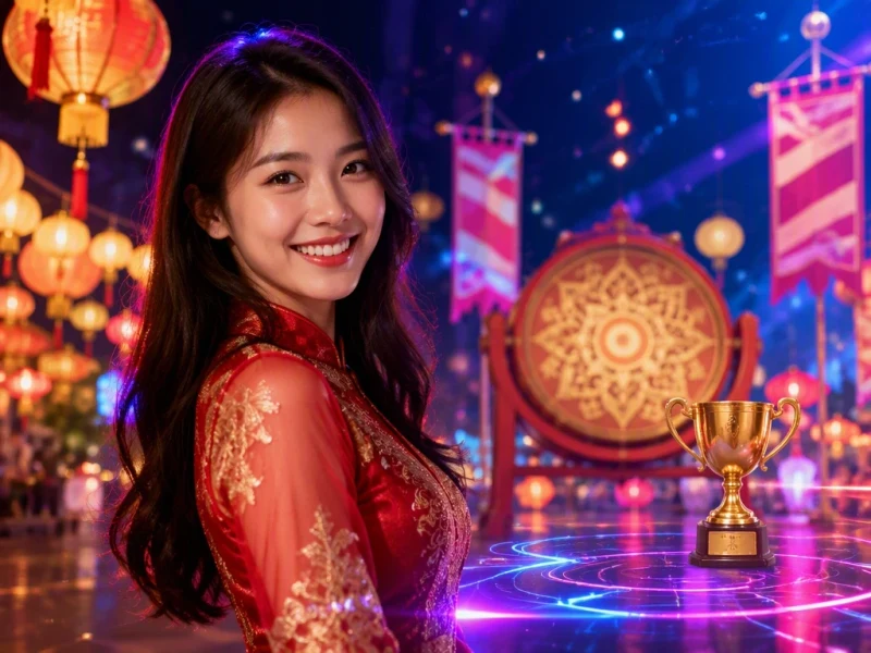 Minh họa khái niệm nền tảng xem trực tiếp traditional festival contest lucky88 trên nền giao diện holographic