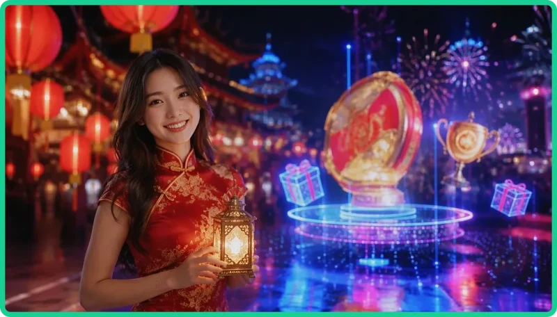 Minh họa khái niệm nền tảng xem trực tiếp traditional festival contest lucky88 trên nền giao diện holographic