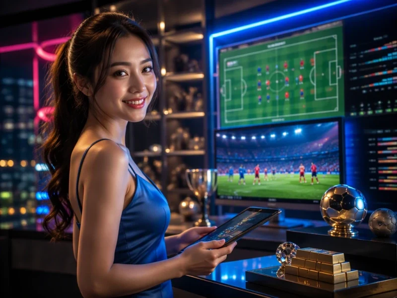 Minh họa người dùng phân tích kèo bóng đá Lucky88 trên bảng thông tin tổng hợp trước trận